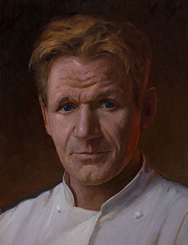 portrait of renowned chef and food critic, Gordon Ramsey.